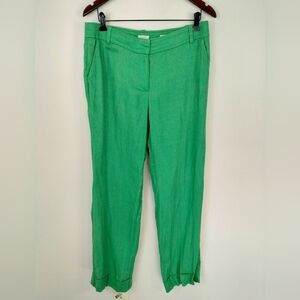 J. Crew Cafe Trouser 100% Linen Green Size 8